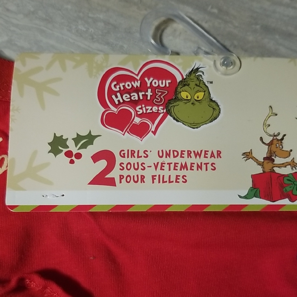 Dr. Seuss Girls' Festive Grinch  Underwear  Size Small